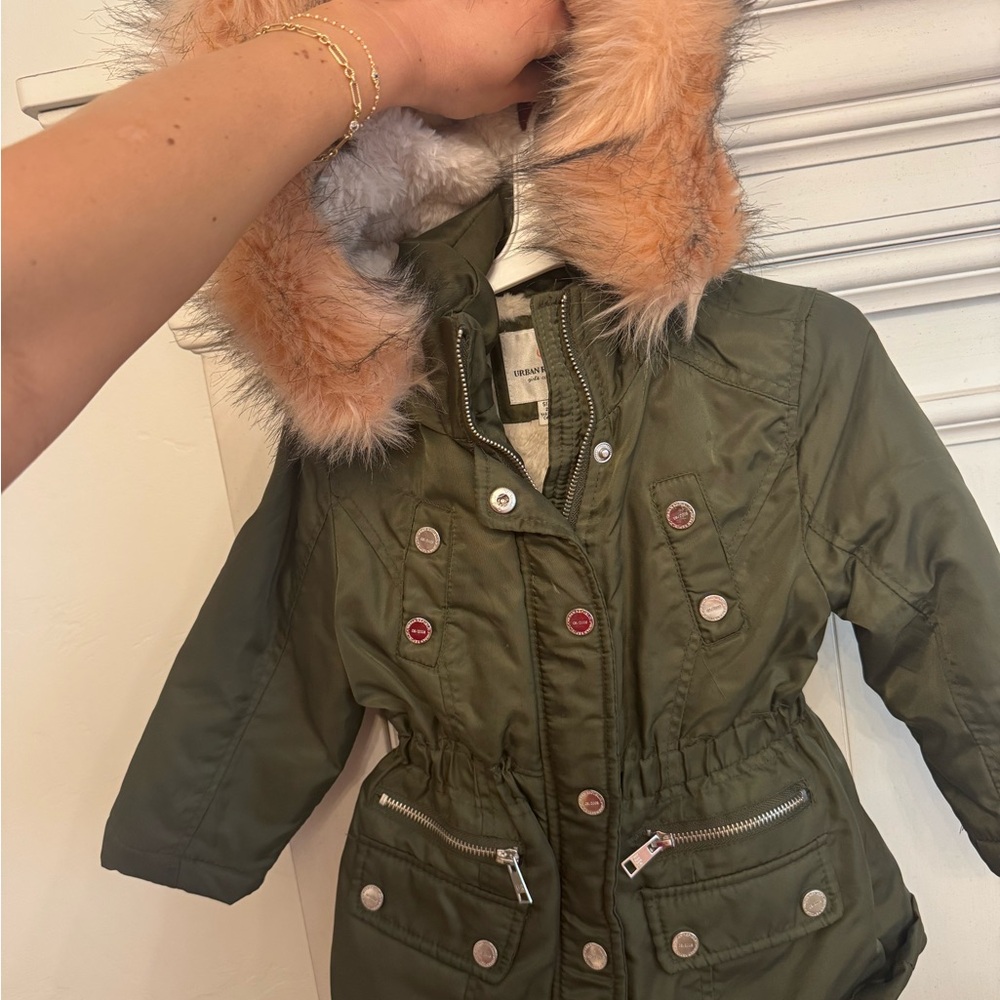 Urban Republic Kids Olive Puffer with Faux Fur